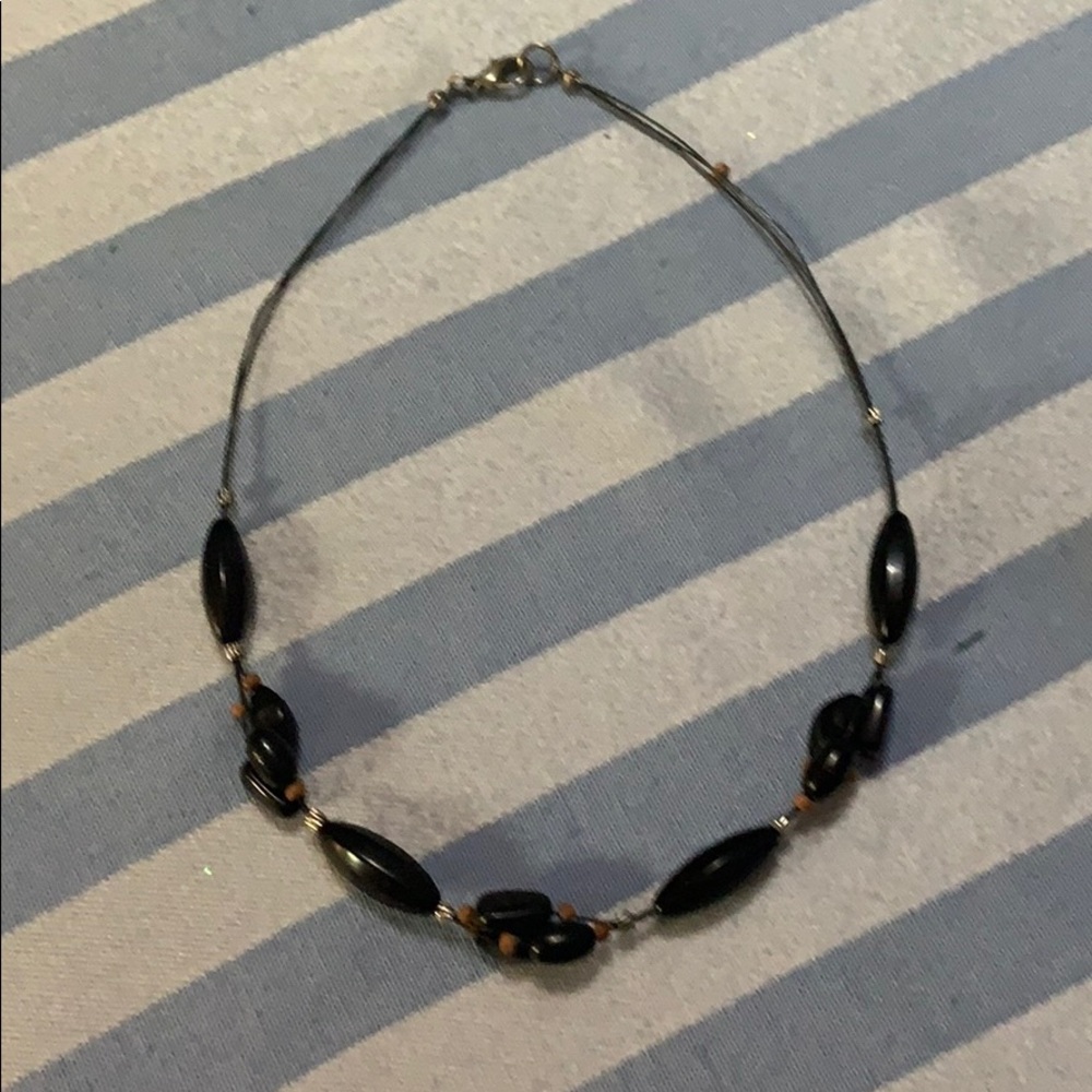 Choker with black plastic beads, lobster clasp